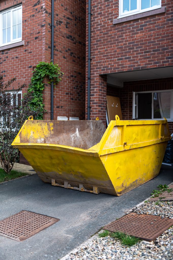 big yellow rubbish skip